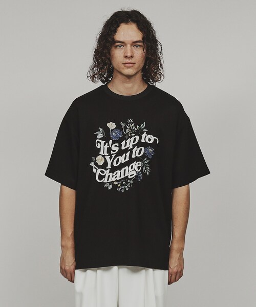 tk.TAKEO KIKUCHI(ティーケータケオキクチ)の「◆ウェーブレタードフラワーTシャツ(Tシャツ/カットソー・メンズ・ホワイト/ブラック/ブラック系4・02/03)」の14枚目の写真