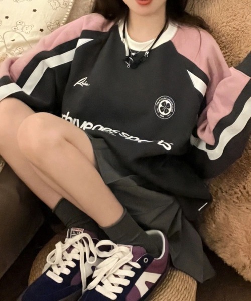 shameless(シェイムレス)の「スポーティーバイカラーラインスウェット(スウェット・レディース・ピンク/ブルー・FREE)」の12枚目の写真
