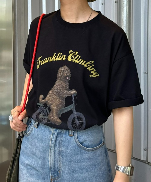 Franklin Climbing（フランクリンクライミング）の「【Franklin Climbing】ラブラドゥードル＆e-bike半袖Tee（Tシャツ/カットソー・メンズ・ブラック/ライトグレー/ホワイト/ネイビー・X-LARGE/LARGE/MEDIUM）」の2枚目の写真