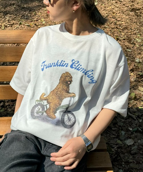 Franklin Climbing（フランクリンクライミング）の「【Franklin Climbing】ラブラドゥードル＆e-bike半袖Tee（Tシャツ/カットソー・メンズ・ブラック/ライトグレー/ホワイト/ネイビー・X-LARGE/LARGE/MEDIUM）」の6枚目の写真