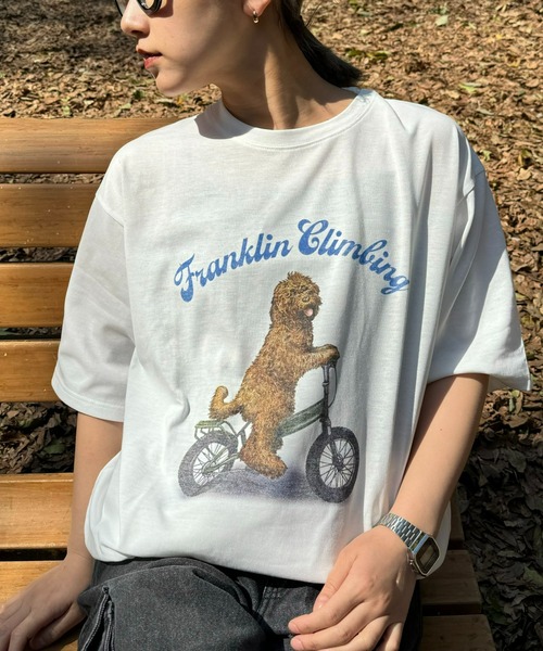 Franklin Climbing（フランクリンクライミング）の「【Franklin Climbing】ラブラドゥードル＆e-bike半袖Tee（Tシャツ/カットソー・メンズ・ブラック/ライトグレー/ホワイト/ネイビー・X-LARGE/LARGE/MEDIUM）」の5枚目の写真