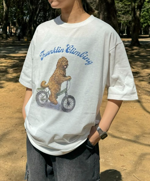 Franklin Climbing（フランクリンクライミング）の「【Franklin Climbing】ラブラドゥードル＆e-bike半袖Tee（Tシャツ/カットソー・メンズ・ブラック/ライトグレー/ホワイト/ネイビー・X-LARGE/LARGE/MEDIUM）」の7枚目の写真
