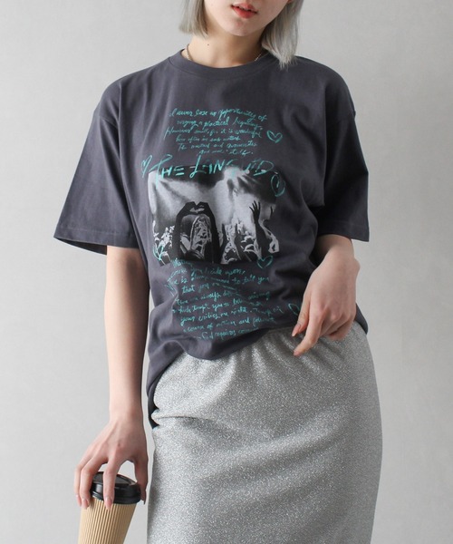 SpRay(スプレイ)の「ハート転写 Tシャツ(Tシャツ/カットソー・レディース・ホワイト/アイボリー/チャコールグレー・FREE)」の3枚目の写真
