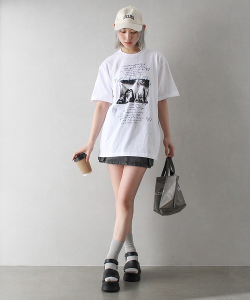 SpRay(スプレイ)の「ハート転写 Tシャツ(Tシャツ/カットソー・レディース・ホワイト/アイボリー/チャコールグレー・FREE)」の4枚目の写真