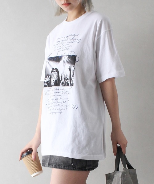 SpRay(スプレイ)の「ハート転写 Tシャツ(Tシャツ/カットソー・レディース・ホワイト/アイボリー/チャコールグレー・FREE)」の6枚目の写真