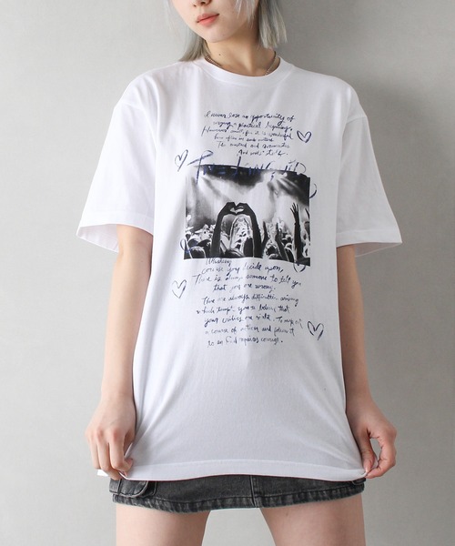 SpRay(スプレイ)の「ハート転写 Tシャツ(Tシャツ/カットソー・レディース・ホワイト/アイボリー/チャコールグレー・FREE)」の7枚目の写真