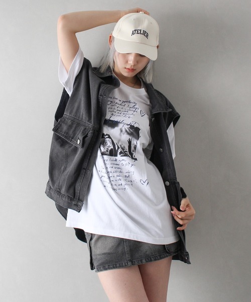 SpRay(スプレイ)の「ハート転写 Tシャツ(Tシャツ/カットソー・レディース・ホワイト/アイボリー/チャコールグレー・FREE)」の10枚目の写真
