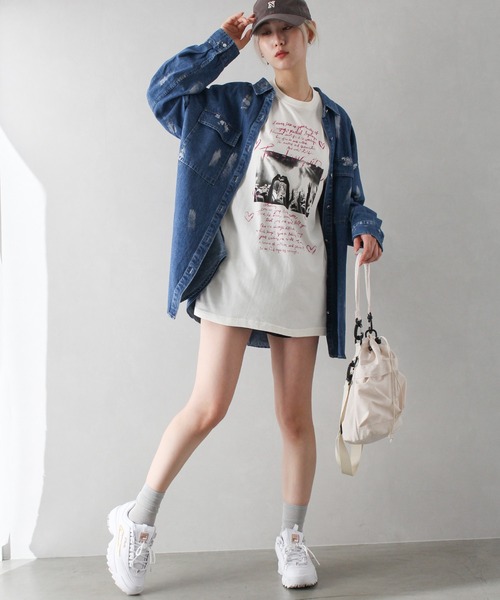 SpRay(スプレイ)の「ハート転写 Tシャツ(Tシャツ/カットソー・レディース・ホワイト/アイボリー/チャコールグレー・FREE)」の18枚目の写真