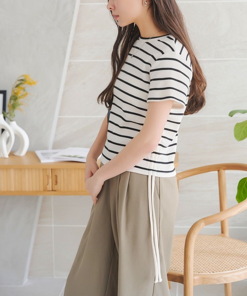 repetto ホワイト Tシャツ Mサイズ リボン付き リボン付きレギュラーカラーシャツ／Easy Care Stretch Blouse