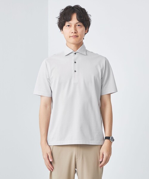 green label relaxing（グリーンレーベルリラクシング）の「DUADRY CLEAN バーズアイ カッタウェイ ポロシャツ -吸水速乾・抗菌-（ポロシャツ・メンズ・ライトグレー/ダークグレー/ロイヤルブルー/ネイビー・S/M/L/XL）」の11枚目の写真