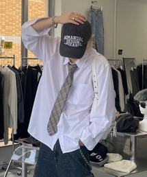 XU | ストリートファッション XU エックスユー oversized shirt 長袖シャツ 長袖トップス オーバーサイズ ベーシックシャツ 韓国ファッション 韓国ストリート(シャツ/ブラウス)