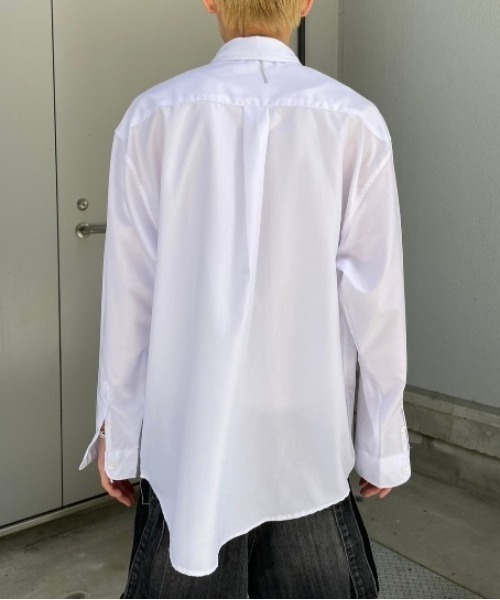 XU（エックスユー）の「ストリートファッション XU エックスユー oversized shirt 長袖シャツ 長袖トップス オーバーサイズ ベーシックシャツ 韓国ファッション 韓国ストリート（シャツ/ブラウス・メンズ・ホワイト・M）」の8枚目の写真
