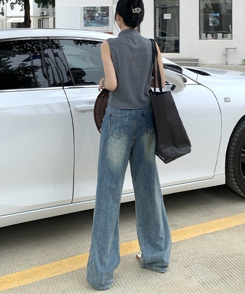 c.u.l（シーユーエル）の「レイヤード風デニムパンツ culw678（デニムパンツ・レディース・ブルー・L/M/XL）」の3枚目の写真