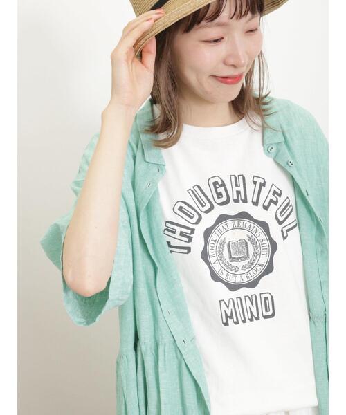 Samansa Mos2（サマンサ モスモス）の「箔プリントアソートTシャツ（Tシャツ/カットソー・レディース・オフホワイト/チャコールグレー/パープル/ベージュ・F）」の2枚目の写真