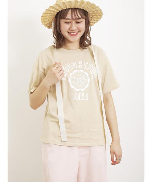 Samansa Mos2（サマンサ モスモス）の「箔プリントアソートTシャツ（Tシャツ/カットソー・レディース・オフホワイト/チャコールグレー/パープル/ベージュ・F）」の7枚目の写真