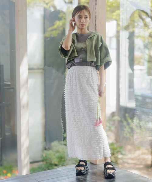 mysty woman（ミスティウーマン）の「ミリタリーショートライトジャケット　120665（ミリタリージャケット・レディース・カーキ/チャコールグレー/ベージュ・FREE）」の6枚目の写真