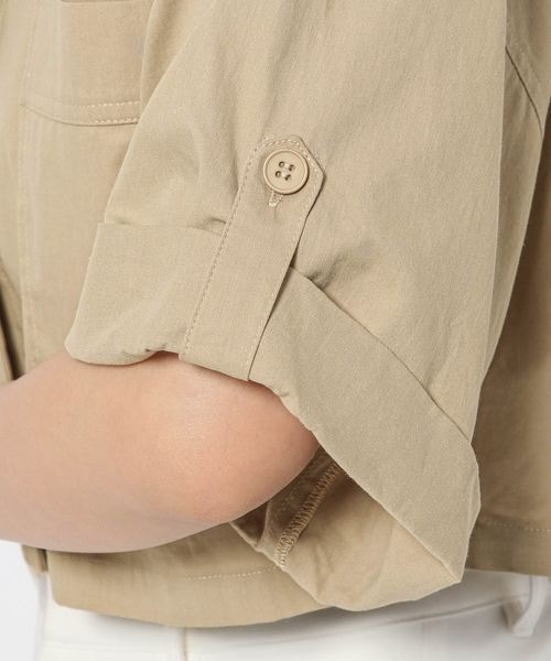 mysty woman（ミスティウーマン）の「ミリタリーショートライトジャケット　120665（ミリタリージャケット・レディース・カーキ/チャコールグレー/ベージュ・FREE）」の18枚目の写真