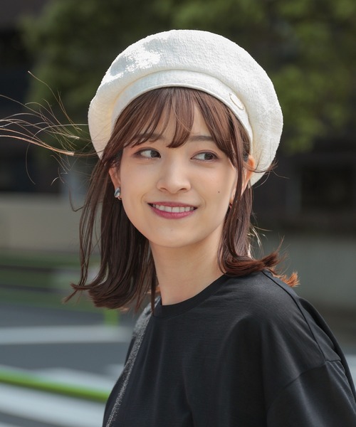 Honeys(ハニーズ)の「プレート付ベレー帽(ハンチング/ベレー帽・レディース・ブラック/アイボリー/ブラック系その他・FREE)」の5枚目の写真