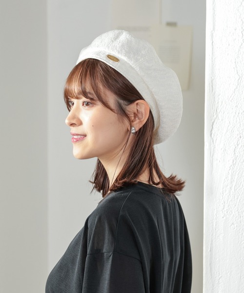 Honeys(ハニーズ)の「プレート付ベレー帽(ハンチング/ベレー帽・レディース・ブラック/アイボリー/ブラック系その他・FREE)」の6枚目の写真