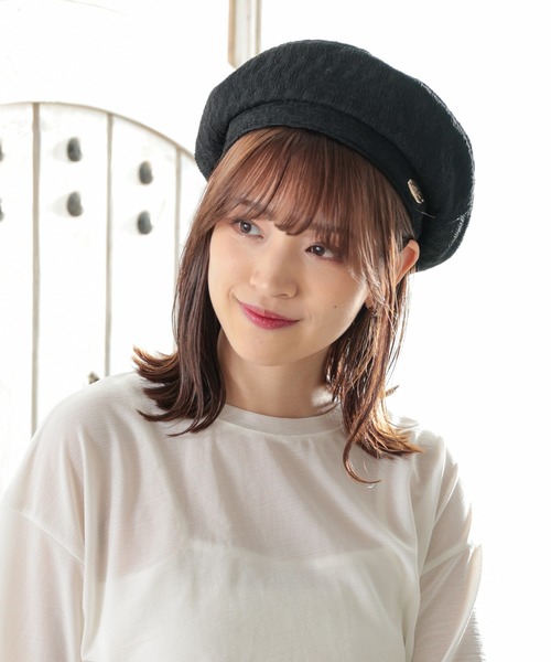 Honeys(ハニーズ)の「プレート付ベレー帽(ハンチング/ベレー帽・レディース・ブラック/アイボリー/ブラック系その他・FREE)」の8枚目の写真