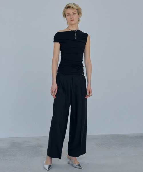 JOSE MOON(ジョゼムーン)の「ONE SHOULDER GATHER TOPS/ワンショルダーギャザートップス(Tシャツ/カットソー・レディース・ホワイト/サックスブルー/ブラック・FREE)」の14枚目の写真