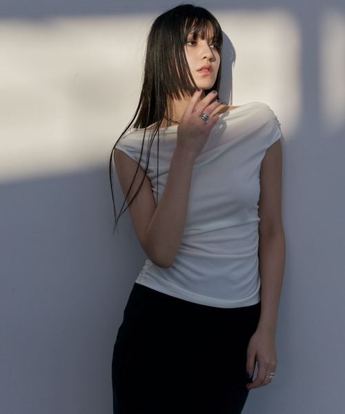ONE SHOULDER GATHER TOPS/ワンショルダーギャザートップス（Tシャツ