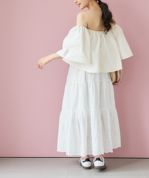 coca(coca)(コカ)の「パリフワオフショルダーブラウス(シャツ/ブラウス・レディース・ブラック/ホワイト・L/M)」の8枚目の写真