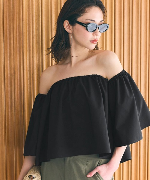 coca(coca)(コカ)の「パリフワオフショルダーブラウス(シャツ/ブラウス・レディース・ブラック/ホワイト・L/M)」の13枚目の写真