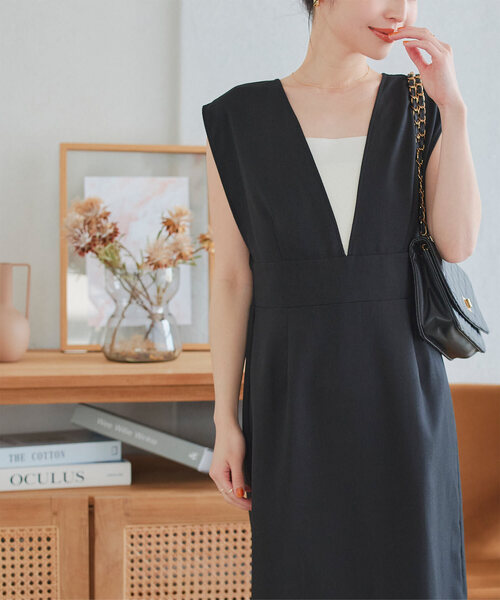 KOBE LETTUCE(コウベレタス)の「リネンライクジャンパースカート(ワンピース・レディース・アイボリー/グレイッシュベージュ/ブラック・M)」の2枚目の写真