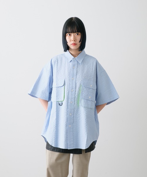 WHIMSIC(ウィムジック)の「【UNISEX】ショートスリーブフィッシングシャツ(シャツ/ブラウス・メンズ・グリーン/ブルー/グレー・FREE)」の3枚目の写真