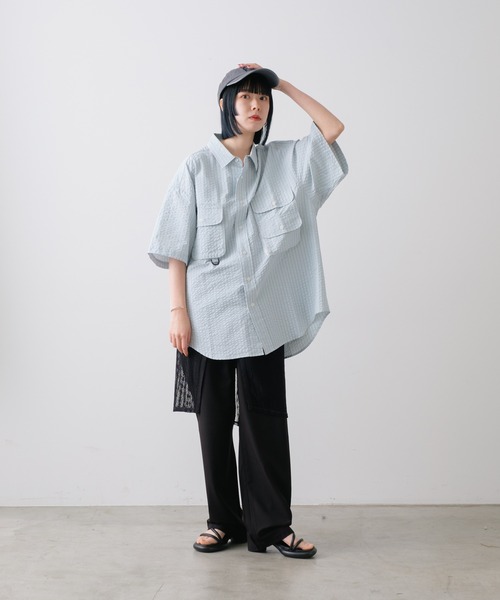 WHIMSIC(ウィムジック)の「【UNISEX】ショートスリーブフィッシングシャツ(シャツ/ブラウス・メンズ・グリーン/ブルー/グレー・FREE)」の9枚目の写真