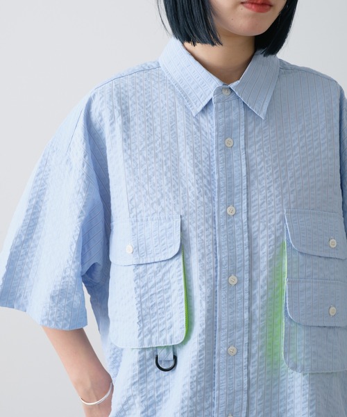 WHIMSIC(ウィムジック)の「【UNISEX】ショートスリーブフィッシングシャツ(シャツ/ブラウス・メンズ・グリーン/ブルー/グレー・FREE)」の21枚目の写真