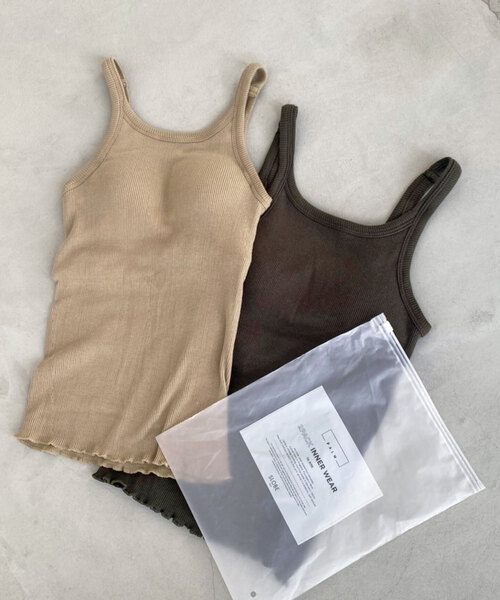 SLOBE IENA（スローブイエナ）の「PALM/パーム SLOBE別注 2SETキャミソール（キャミソール・レディース・ブラック/ベージュ・FREE）」の2枚目の写真