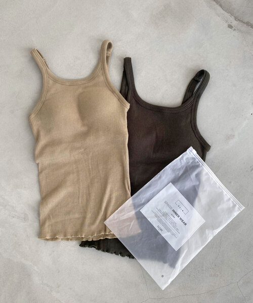 SLOBE IENA（スローブイエナ）の「PALM/パーム SLOBE別注 2SETキャミソール（キャミソール・レディース・ブラック/ベージュ・FREE）」の6枚目の写真