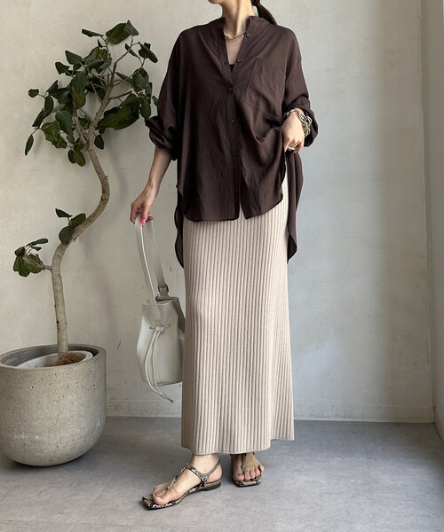 DouDou(ドゥドゥ)の「袖リブバックオープンシャツ(シャツ/ブラウス・レディース・ネイビー/ブラウン/オフホワイト・FREE)」の11枚目の写真