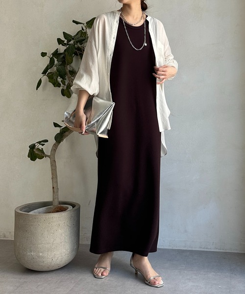 DouDou(ドゥドゥ)の「袖リブバックオープンシャツ(シャツ/ブラウス・レディース・ネイビー/ブラウン/オフホワイト・FREE)」の4枚目の写真