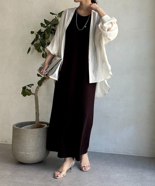 DouDou(ドゥドゥ)の「袖リブバックオープンシャツ(シャツ/ブラウス・レディース・ネイビー/ブラウン/オフホワイト・FREE)」の6枚目の写真