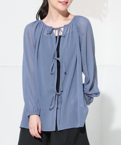 ◾️MYLAN パガニーニサイドボタンブラウス　ライラック　リボン Honeys（ハニーズ）の「2wayリボン付きブラウス（シャツ/ブラウス