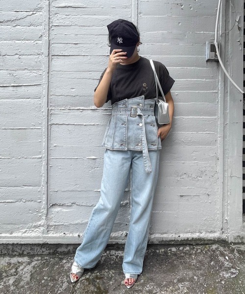 ENIM BY VICKY(エニムバイビッキー)の「スラブスタッズTシャツ《洗濯機で洗える》(Tシャツ/カットソー・レディース・チャコールグレー/ホワイト/レッド・M)」の18枚目の写真