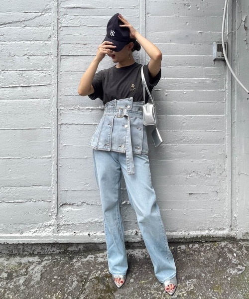 ENIM BY VICKY(エニムバイビッキー)の「スラブスタッズTシャツ《洗濯機で洗える》(Tシャツ/カットソー・レディース・チャコールグレー/ホワイト/レッド・M)」の19枚目の写真