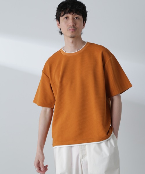 NANO universe（ナノユニバース）の「ガーターフェイクレイヤードTシャツ 半袖（Tシャツ/カットソー・メンズ・ブルーグレー/ホワイト/ダークオレンジ/チャコール・L/M/XL）」の11枚目の写真