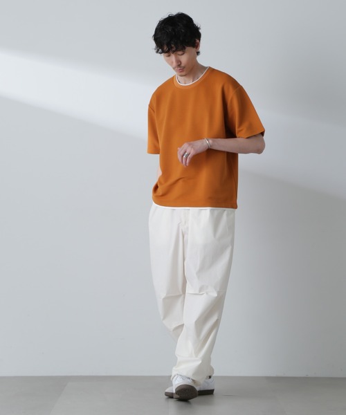 NANO universe（ナノユニバース）の「ガーターフェイクレイヤードTシャツ 半袖（Tシャツ/カットソー・メンズ・ブルーグレー/ホワイト/ダークオレンジ/チャコール・L/M/XL）」の13枚目の写真