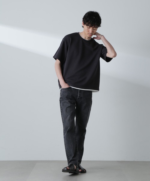 NANO universe（ナノユニバース）の「ガーターフェイクレイヤードTシャツ 半袖（Tシャツ/カットソー・メンズ・ブルーグレー/ホワイト/ダークオレンジ/チャコール・L/M/XL）」の18枚目の写真