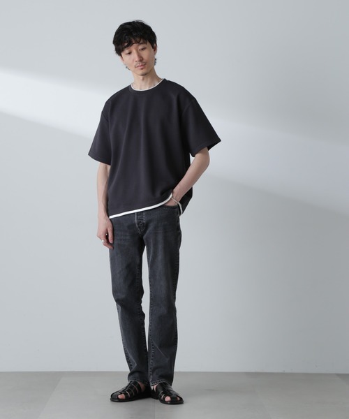 NANO universe（ナノユニバース）の「ガーターフェイクレイヤードTシャツ 半袖（Tシャツ/カットソー・メンズ・ブルーグレー/ホワイト/ダークオレンジ/チャコール・L/M/XL）」の19枚目の写真