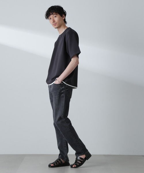 NANO universe（ナノユニバース）の「ガーターフェイクレイヤードTシャツ 半袖（Tシャツ/カットソー・メンズ・ブルーグレー/ホワイト/ダークオレンジ/チャコール・L/M/XL）」の20枚目の写真