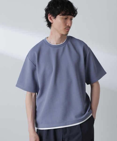 NANO universe（ナノユニバース）の「ガーターフェイクレイヤードTシャツ 半袖（Tシャツ/カットソー・メンズ・ブルーグレー/ホワイト/ダークオレンジ/チャコール・L/M/XL）」の21枚目の写真