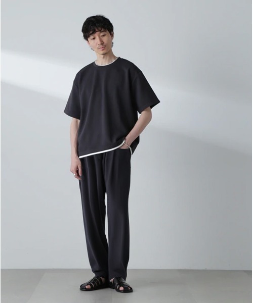 NANO universe（ナノユニバース）の「ガーターフェイクレイヤードTシャツ 半袖（Tシャツ/カットソー・メンズ・ブルーグレー/ホワイト/ダークオレンジ/チャコール・L/M/XL）」の6枚目の写真