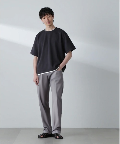 NANO universe（ナノユニバース）の「ガーターフェイクレイヤードTシャツ 半袖（Tシャツ/カットソー・メンズ・ブルーグレー/ホワイト/ダークオレンジ/チャコール・L/M/XL）」の7枚目の写真