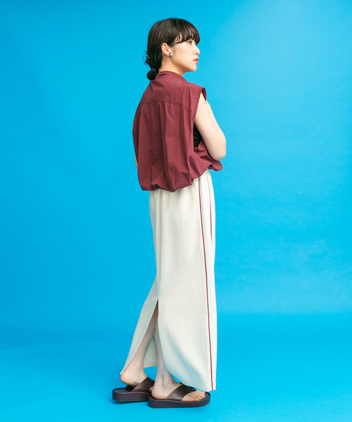 KBF（ケイビーエフ）の「サイドラインジャージスカート（スカート・レディース・アイボリー/ネイビー・ONE）」の9枚目の写真