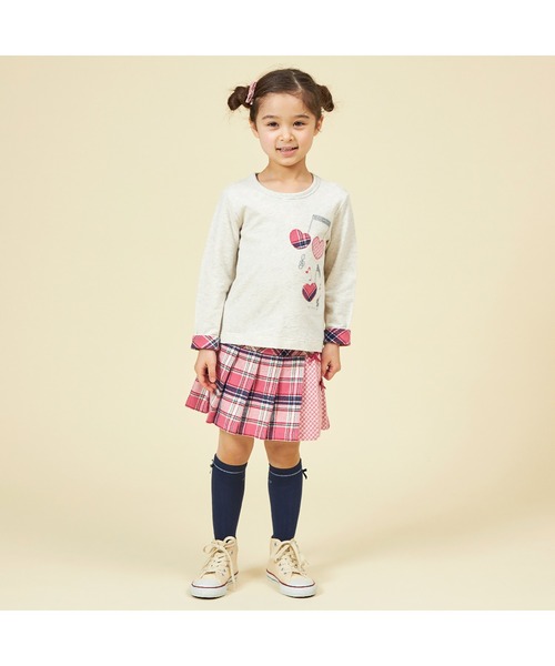KP(ケーピー)の「チェックプリーツリボン付きスカパン(90~160)(スカート・キッズ・ピンク/ネイビー・130cm/120cm/100cm/110cm/140cm/90cm/150cm)」の5枚目の写真